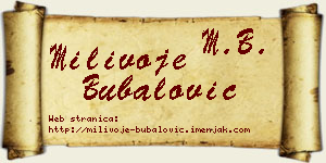 Milivoje Bubalović vizit kartica
